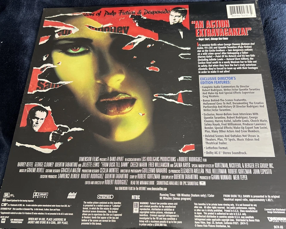 From Dusk till Dawn (1986) Widescreen Director’s Cut Laserdisc•Tarantino•Clooney - Image 2 of 4