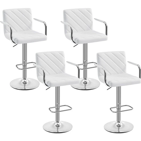 Lot de 4 Tabourets de Bar en Similicuir Chaises Réglables Cuisine Restaurant - Photo 1/4