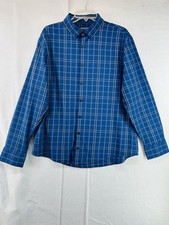 Mizzen  Main Leeward Men's TRIM FIT NO TUCK Blue Check Shirt XL