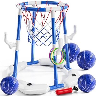 NIPLOOOW Pool Basketball Hoop, 2-in-1 Floating Toys Ring Small, Blue