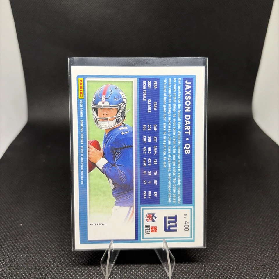 2025 Panini Donruss Jaxson Dart Optic Preview Holo Rated Rookie Silver Prizm RC - Image 2 of 2