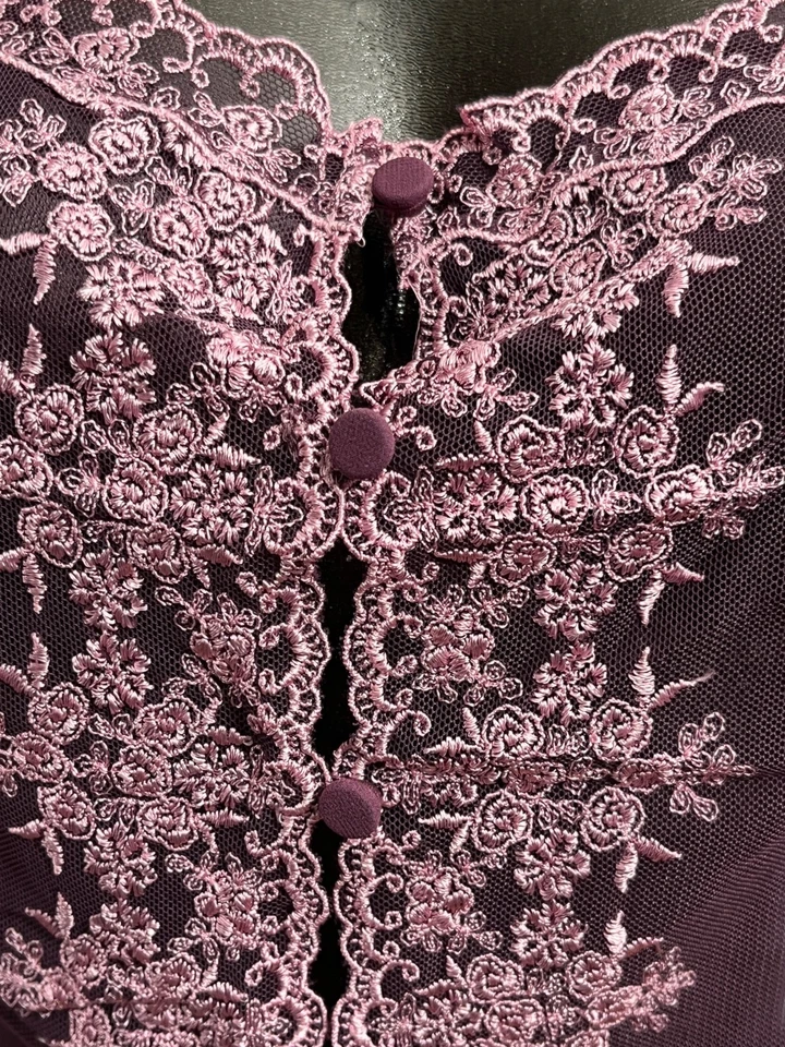 Victoria's Secret Vintage Y2K Embroidered Boho Button Chemise Cami Medium Purple - Image 4 of 4