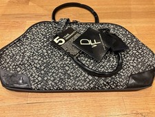 Diane Von Furstenberg Black Gray Duffle Luggage Carry On Tote Bag