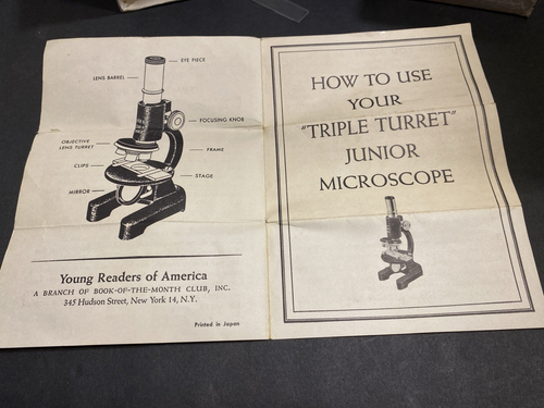 Microscopio junior a tripla torretta giocattolo vintage 5" (V32297) - Foto 5 di 6