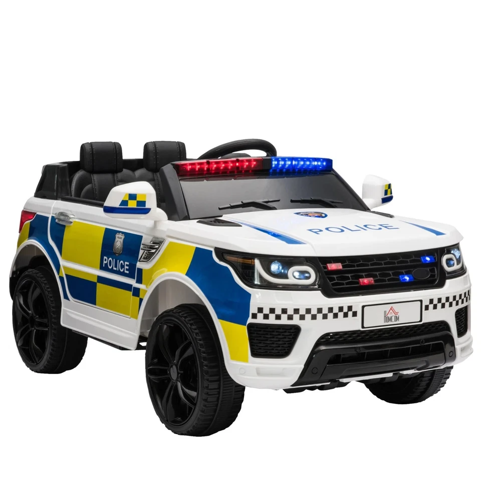 HOMCOM 12V Kid Electric Ride On Police Car w/ Remote Siren Bluetooth 3-6 Years ✨ - Image 2 of 4