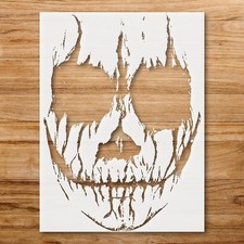 Skull with Elongated Design Wall Art Reusable Plastic Stencil - StencilAir