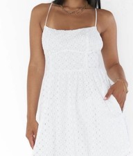 SHOW ME YOUR MUMU XXL Romantic Sweet Feminine White Out Town Mini Eyelet Dress