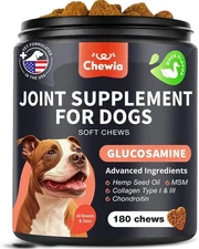 New Sealed Chewia Hip & Joint Soft Chews for Dogs with Glucosamine 180Ct