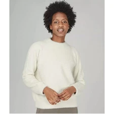 Sweaty Betty Women's Winter White Islington Fuzzy Stretch Sweater Size Large