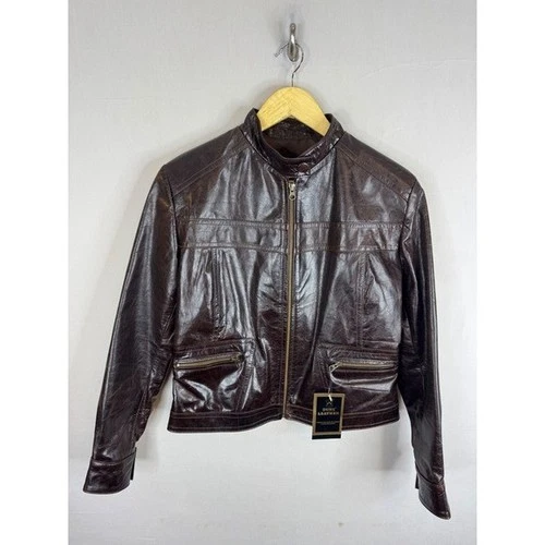 Guns Leather Cafe Racer Jacket Dark Brown Argentine Leather Measures S/M NWT - product listing photo