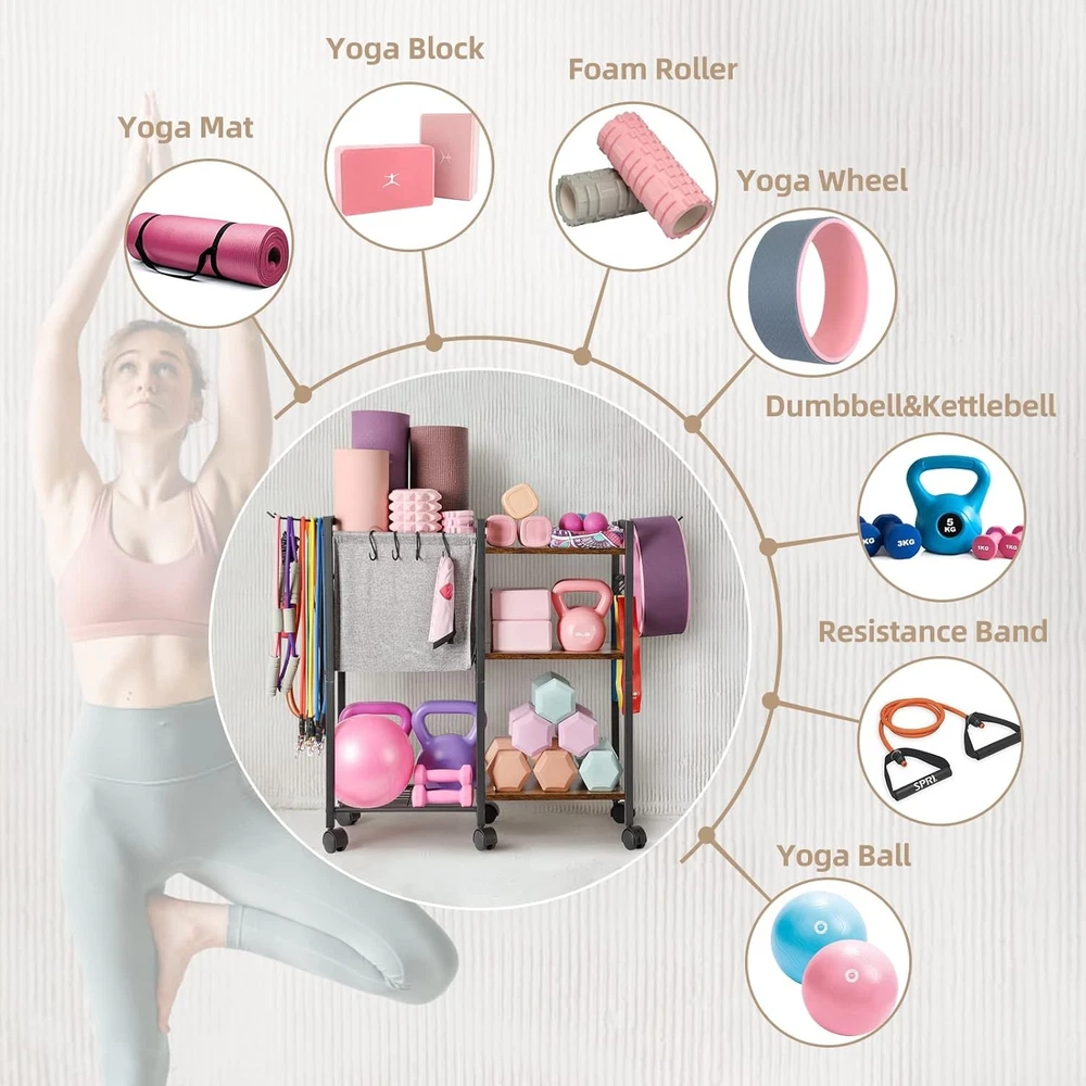 Yoga Mat Storage Rack for Home Gym Workout Equipment Organizer Yoga Mat Storage Rack for Home Gym Workout Equipment Organizer