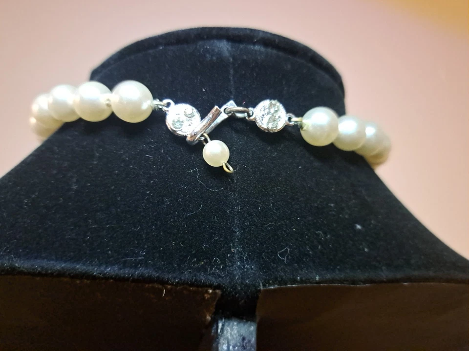 PEQUEÑO Collar Gargantilla Perla Genuina 13" Japón 3/8" 9.5mm Diámetro Ind. Anudado  Foto 2 de 4