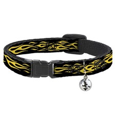 Cat Collar Breakaway with Bell Flame Yellow NARROW Fits 8.5-12"