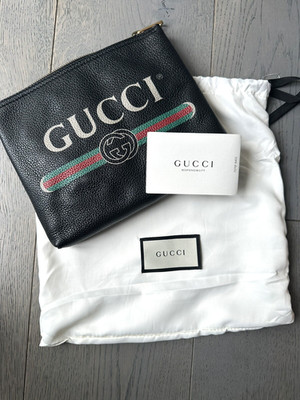 Gucci Tasche Tasche schwarz Leder Supreme Logo 20248E