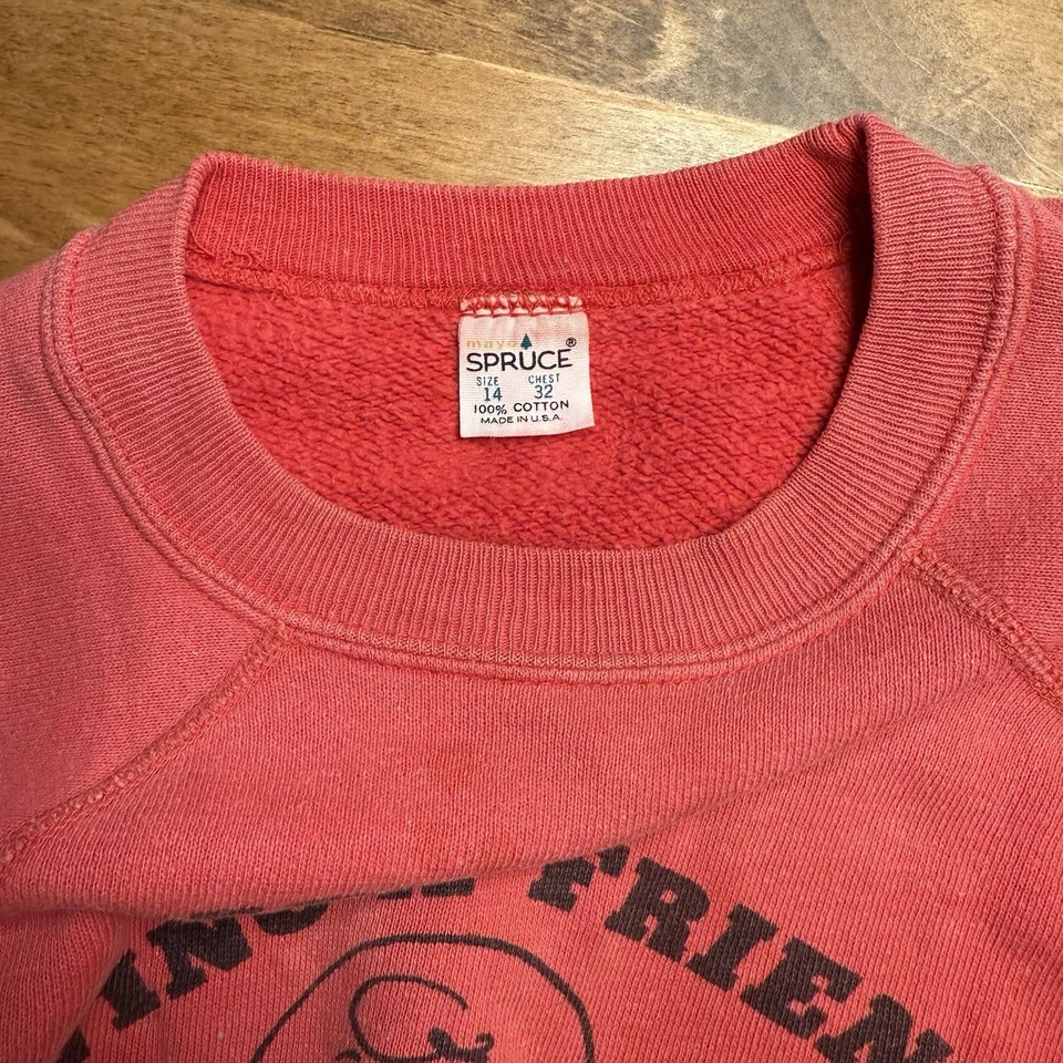 Vintage 1960s Kids Peanuts Charlie Brown Sweatshirt Mayo Spruce Fits Sz 6-8 - Image 4 of 4