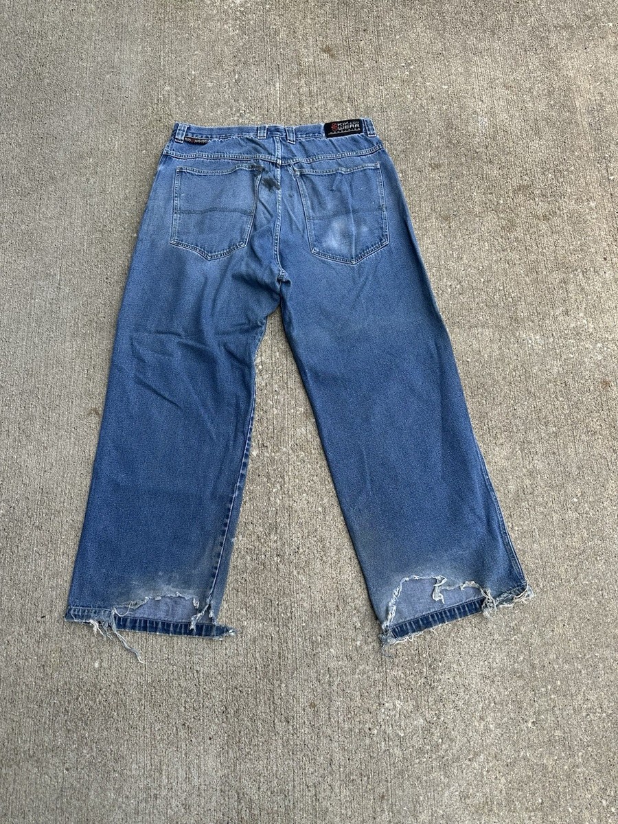 Vintage Kikwear Distressed Baggy Y2K Jeans Men's 38x32 Blue Vintage Kikwear Distressed Baggy Y2K Jeans Men's 38x32 Blue