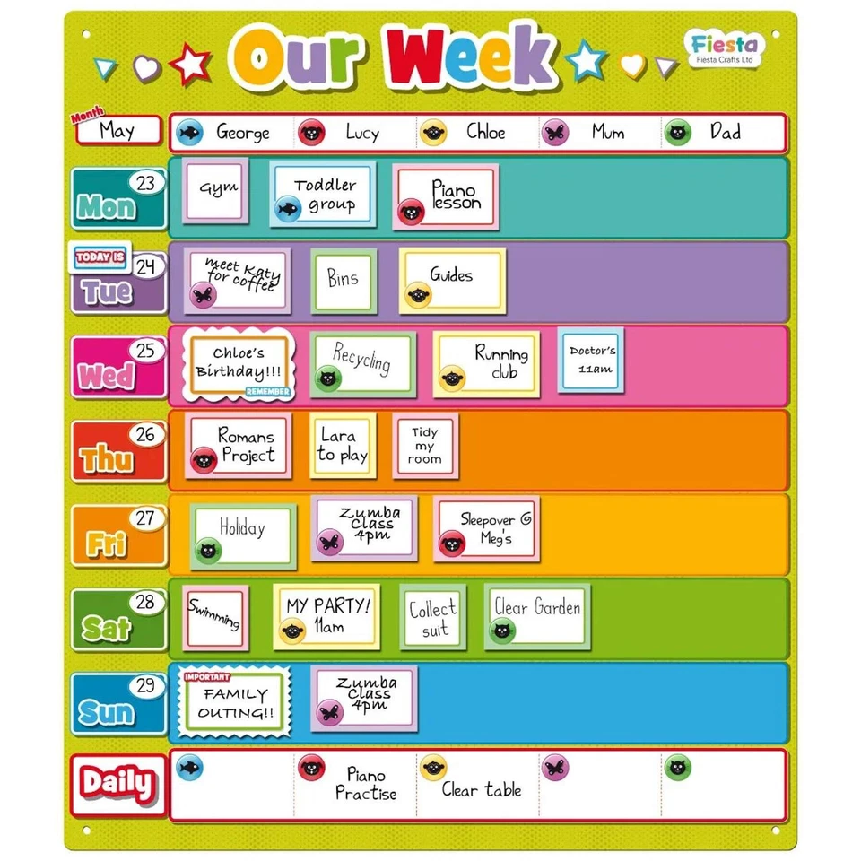 Fiesta Crafts Magnetic Unsere Woche - Visueller Zeitplan für Kinder und die ganze Familie
