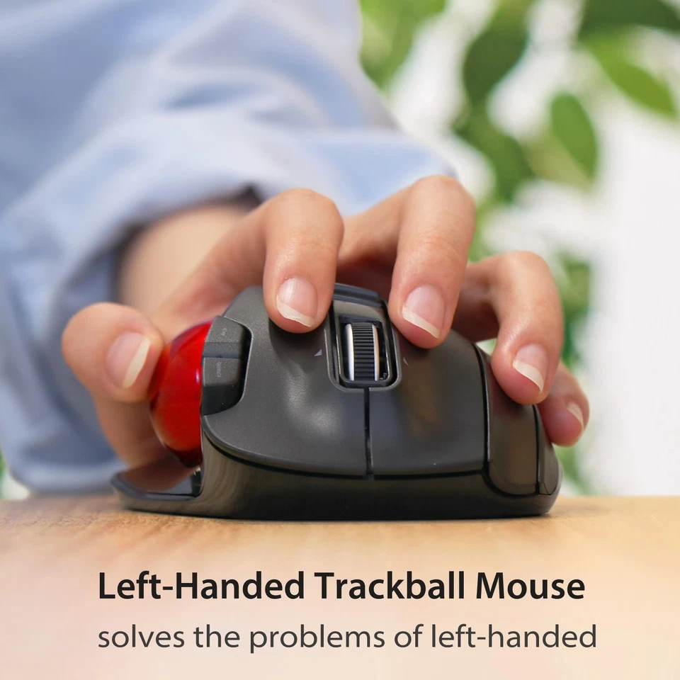 ELECOM EX-G Left Handed Trackball Mouse, 2.4 Ghz USB Wireless, Ergonomic, Thumb - Image 2 of 4