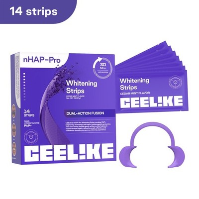 CEELIKE Purple Teeth Whitening Strips, PAP + nHAP, 42 Strips ( 21 Treatment )