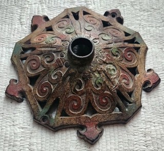 Antique Art Nouveau Lamp Base VTG Painted Cast Iron Wall/Table Sconce 7" Wide