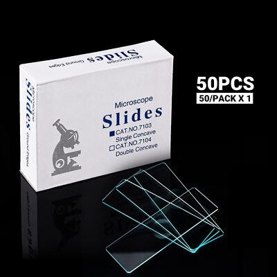 50pcs Glass Slide with Single Depression for Wet Specimen Concave Slides Lab