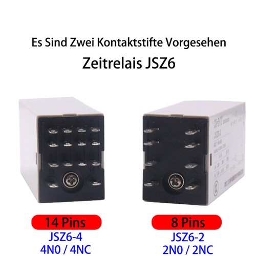Relais DC 12V/24V, AC 220V Zeitrelais 1,5,10,30,60 Sekunde 5 Minute JSZ6-2/-4 - Picture 4 of 9