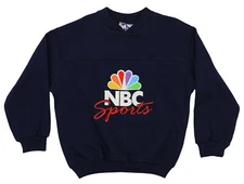 Mighty Mac Boys Youth Vintage 90's NBC Sports Fleece Crew Sweatshirt, Navy