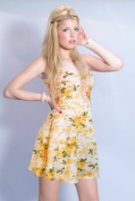 Floral Print Fit and Flare shoulder mesh Dress