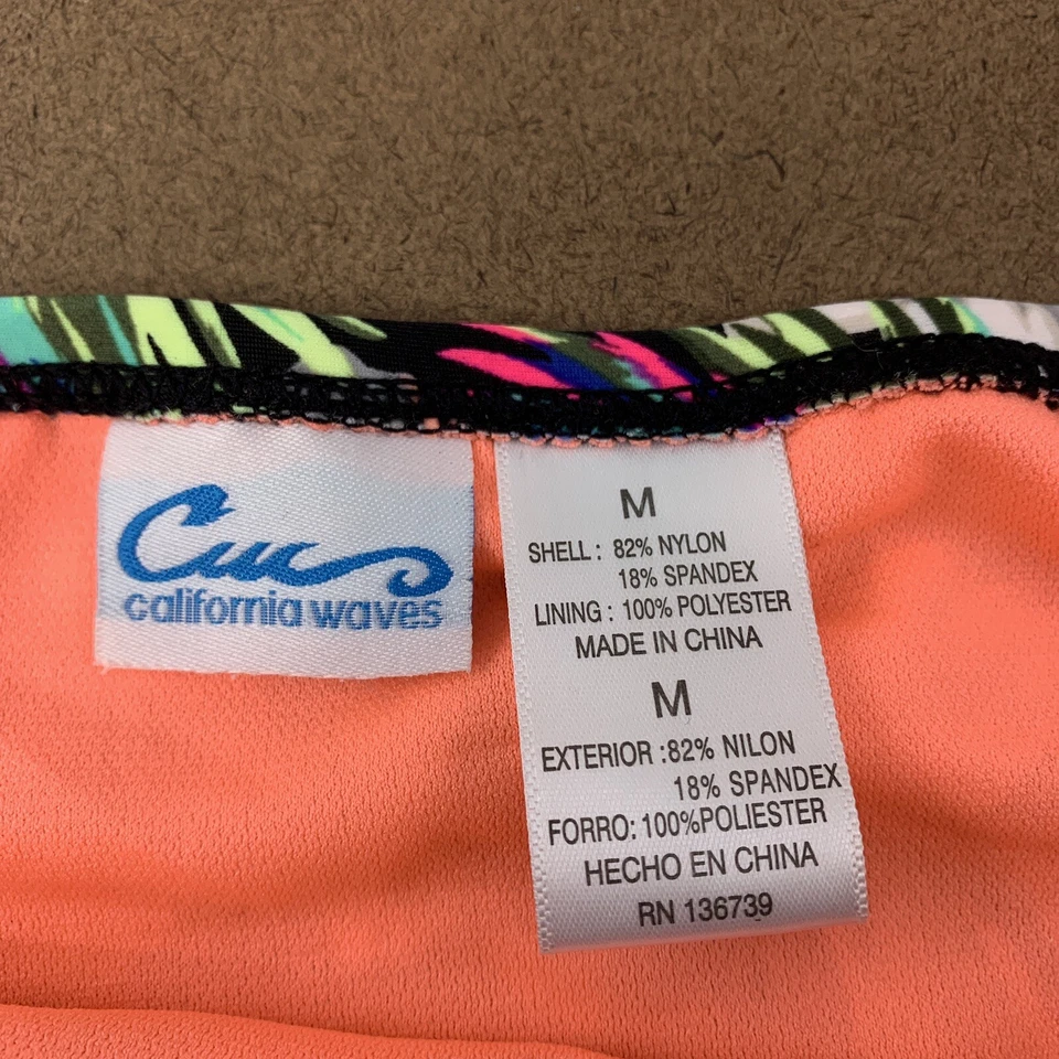 Parte inferior de traje de baño California Waves Hibiscus Punch con tiras hipster talla mediana Foto 2 de 4