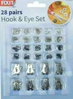 28pc Set Silver/Black Hook and Eye Fasteners for Fur Dress/Skirt Bra Sewing New
