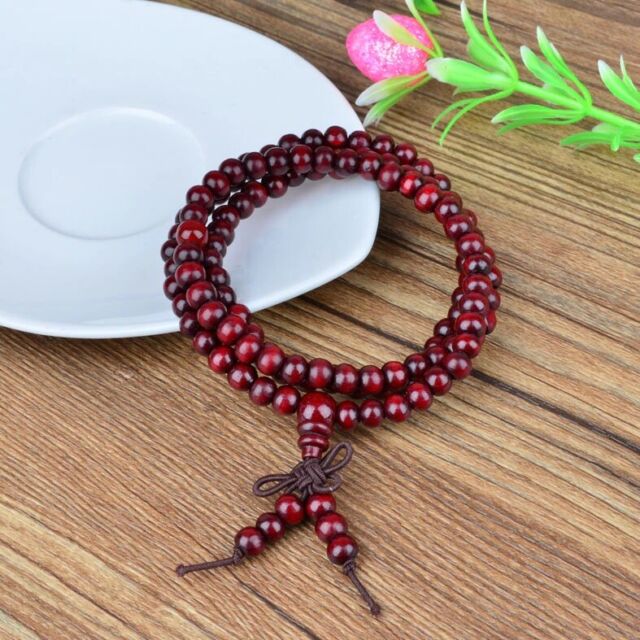 108 Sandalwood Beads 8mm Natural Buddhist Buddha Wood Prayer Bead Mala Bracelet