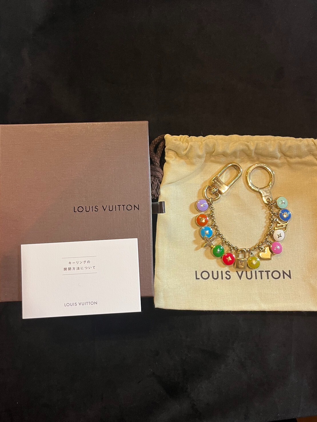 LOUIS VUITTON Bag charm Key chain holder ring Porto Cle Chenne Pastille