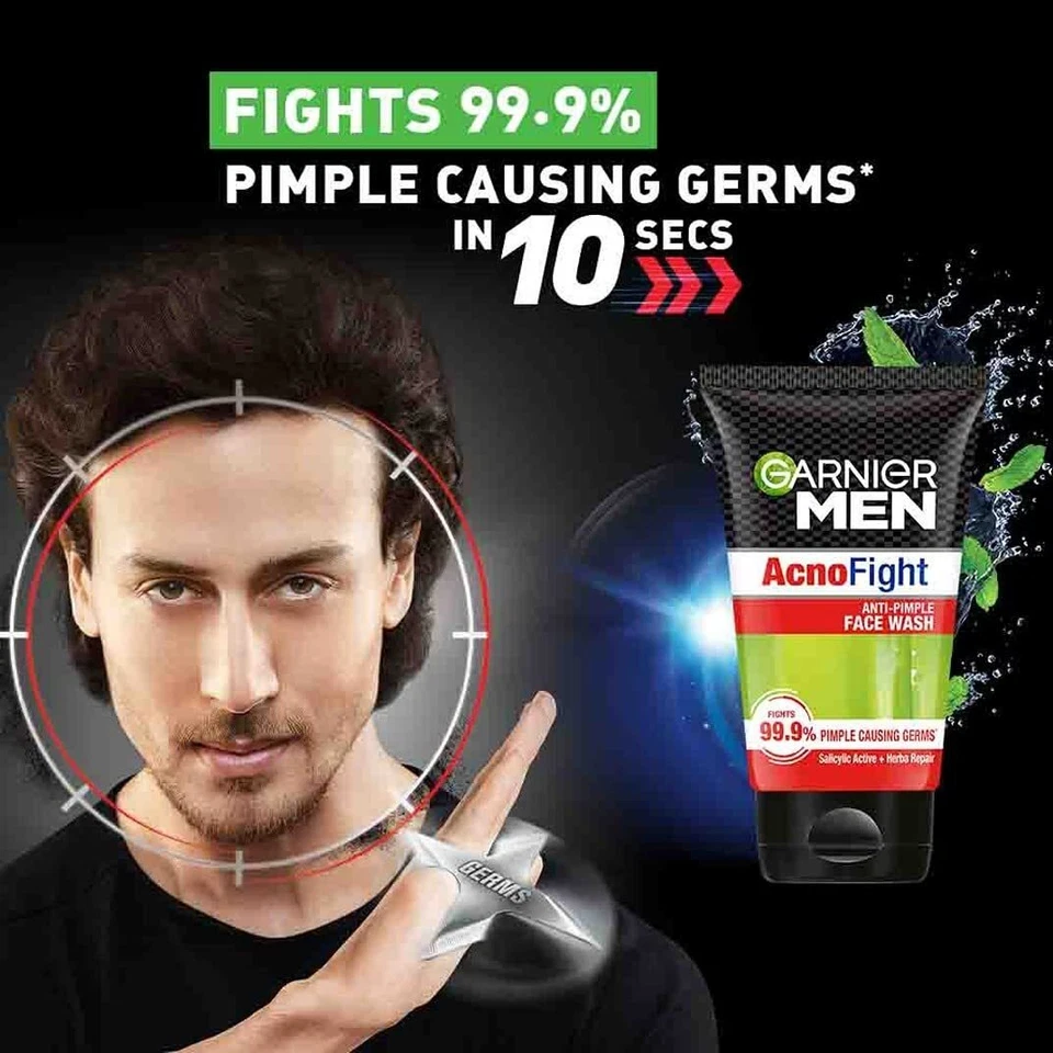 Pack de 2 X Garnier Hombres Acno Fight Anti-Espinillas Lavado Facial 100 gm Foto 2 de 4