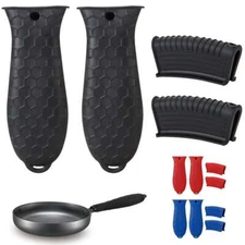 4x Silicone Pot Holder Set Cast Iron Hot Skillet Handle Kitchen Pan Cover Sleeve