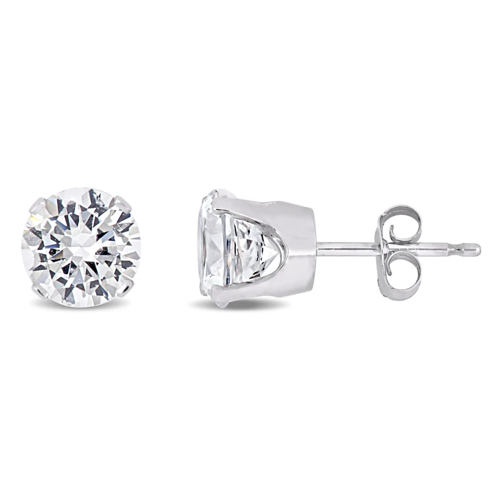 Amour 10k Gold 2.6 CT TGW Created White Sapphire Stud Earrings