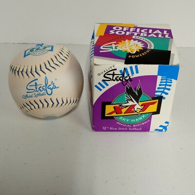 Steele's official XLT Sky Hawk softball. USSSA  SSB1 Blue Stitch Solid Core NOS 