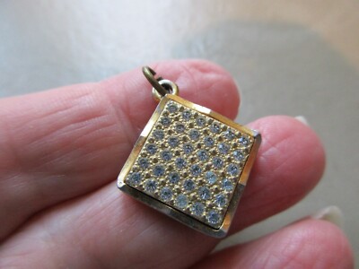 HÜBSCHER VINTAGE RETRO GOLDFARBENER KRISTALL DIAMANTFORM ANHÄNGER CHARM ANHÄNGER ARMBAND