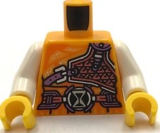Lego New Minifig Bright Light Orange Torso Robe w/ Orange Lines Armor and Belt