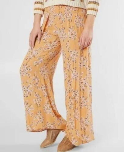 Billabong Wandering Soul Pants Women M Yellow Beach Boho Relaxed Resort Vacation