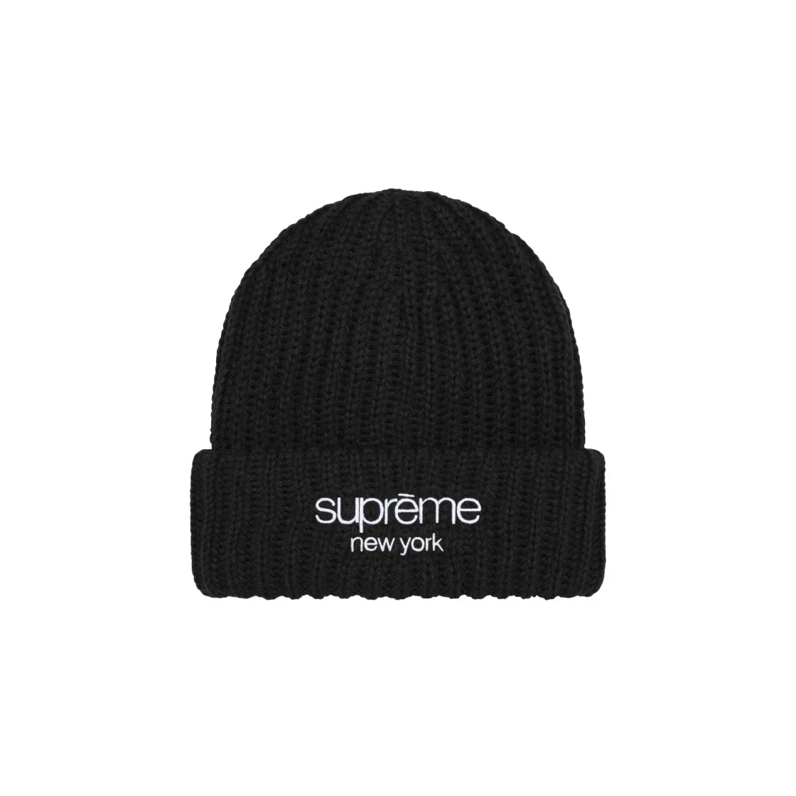Bonnet côtelé épais logo Supreme Classic noir   24FW  