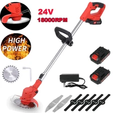 Electric Cordless Grass String Trimmer Lawn Edger Weed Wacker Cutter w/ Battery