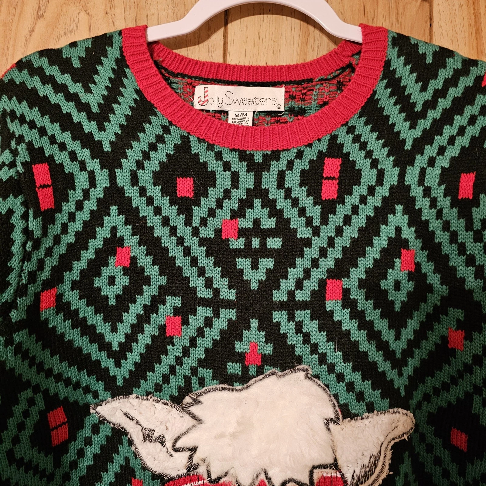 Joy Sweaters Ugly Christmas Sweater Womens Llama Medium Green Holiday Pullover