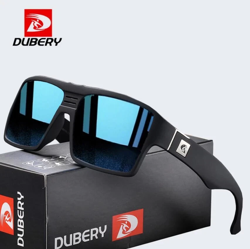 DUBERY Retro Square Polarized Sunglasses for Men Women 100% UV Protection  Vintage Driving Fishing Shades D001