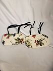(2) Longaberger Fabric Covered Wood Lids With Tie Ribbons