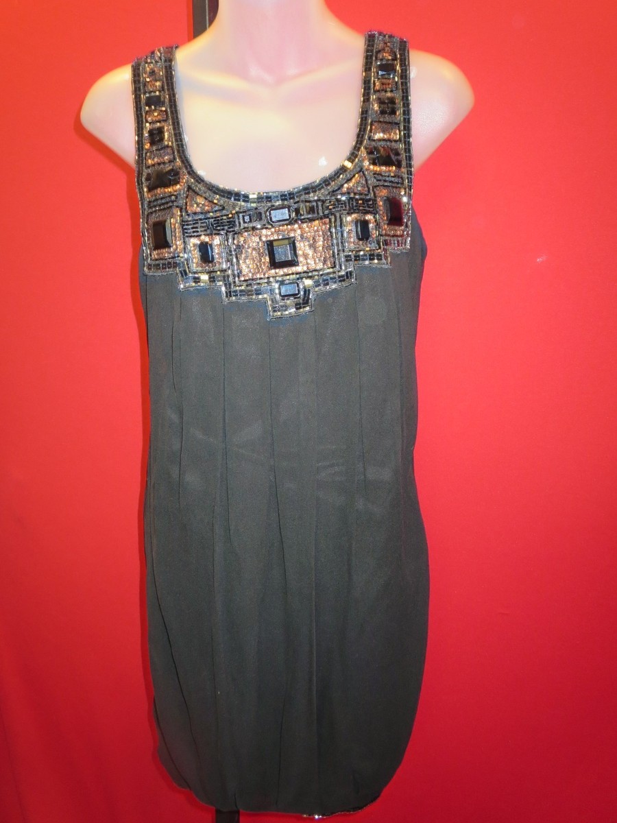 sue wong beaded flapper dress NOCTURNE Black 100% Silk gemstone Shoulders Sz 6~ cat:Matching Sets The bodice features delicate Women Button Up V Sash:Taupe
