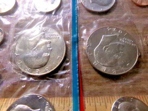 1974-P&D UNCIRCULATED EISENHOWER DOLLARS IN MINT CELLO (2 COINS)