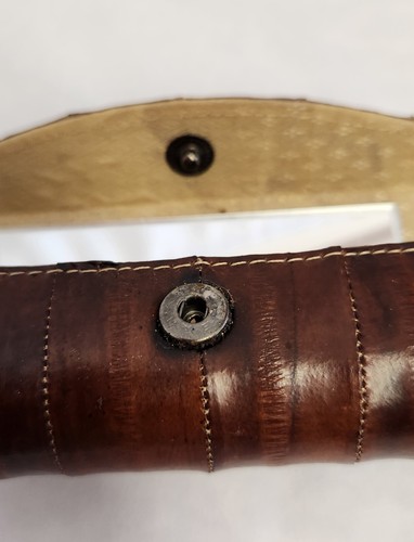 Custodia rossetto vintage pelle d'anguilla marrone con specchio made in Korea - Foto 6 di 6