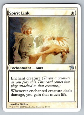 link mtg card MTG Magic the Gathering 9th Edition Uncommon NM Spirit Link 47/350