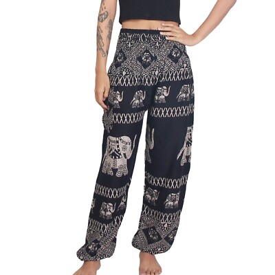 Black Aladdin Hippie  Harem Pants Women Boho Hippie Bohemian Yoga Beach Pants