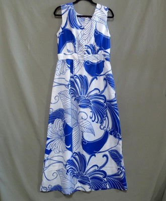 blue and white hawaiian dress